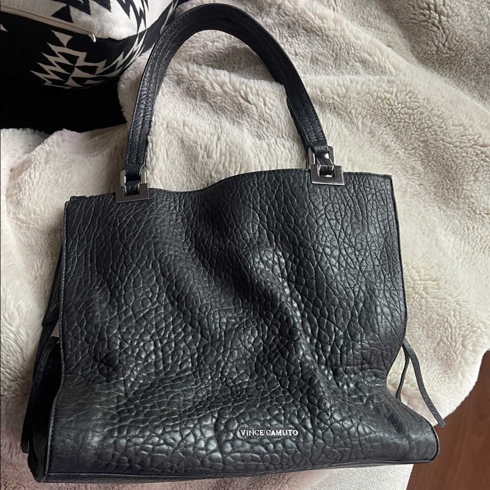 Vince Camuto Black Leather Tote Bag